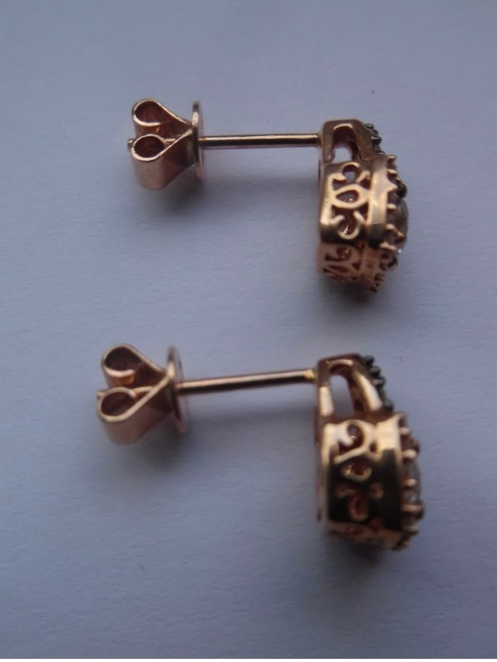 14k Rose Gold LeVian Diamond Stud Earrings! - Picture 9 of 10